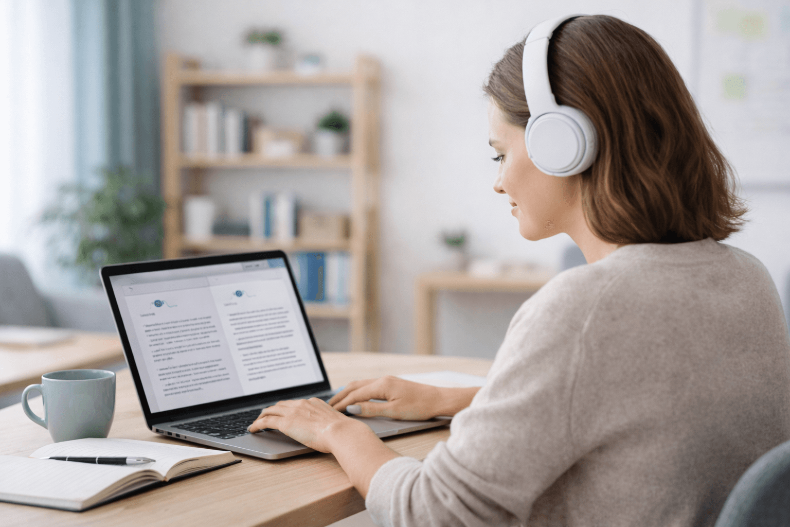 Teacher planning lessons on a laptop